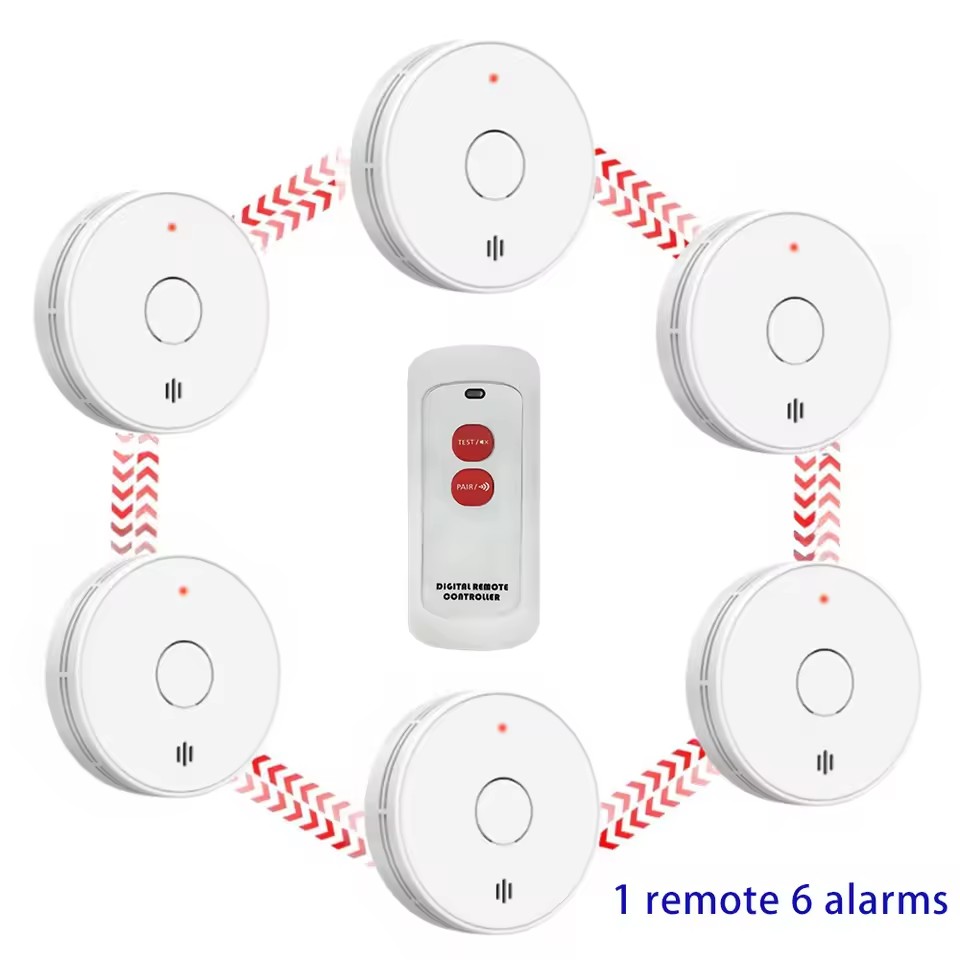 Smoke Detector Interconnected - 10-jarig onderling verbonden rookmelder / afstandsbediening,