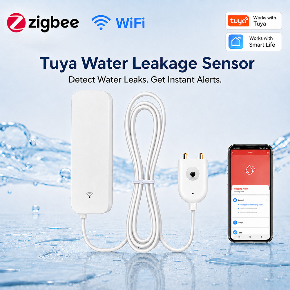 Water Alarm Sensor - ZigBee WiFi Waterleksensor Overstromingslekkage Alarmdetector Tuya