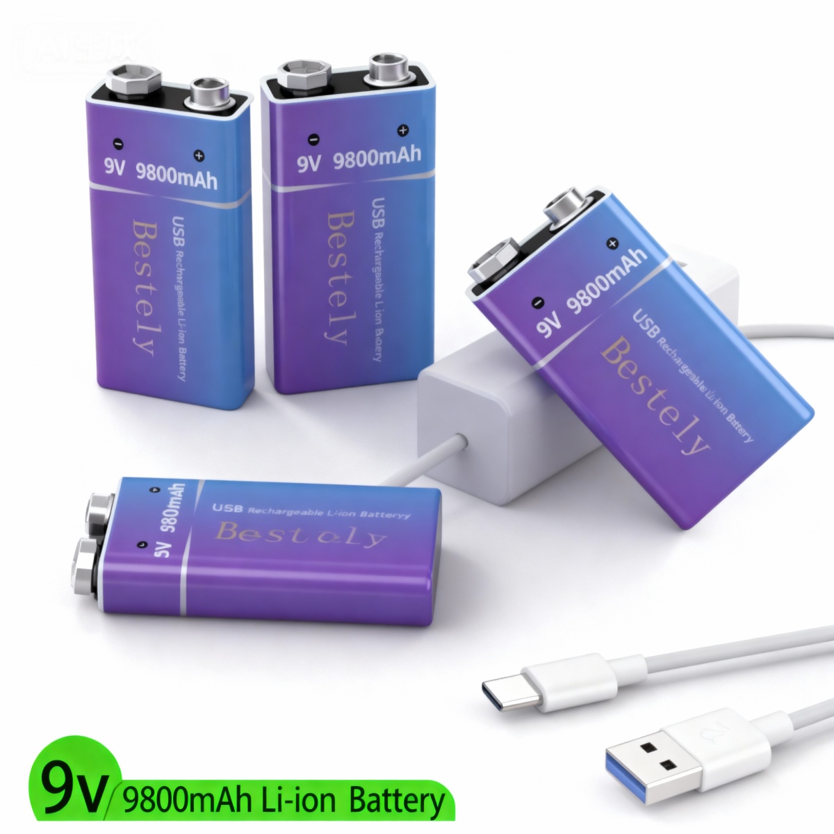 Smoke Detector Interconnected - Nieuwe 9V oplaadbare Li-ionbatterij 9800mAh langdurig