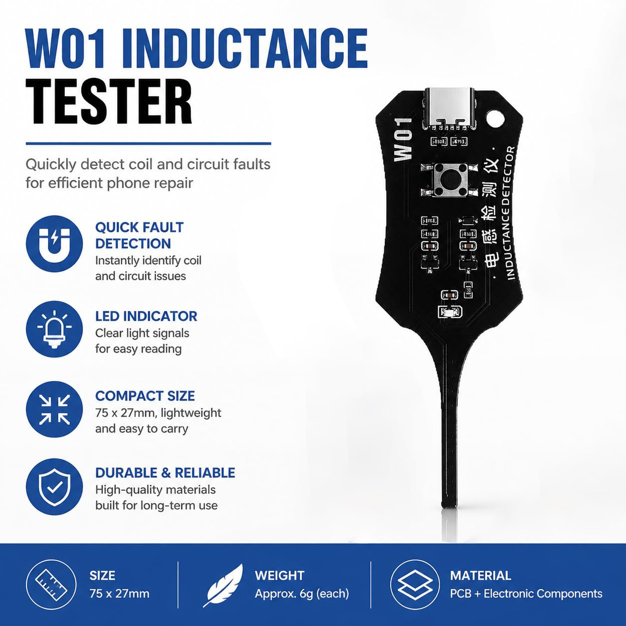 W01 Type C Inductantietester M - Co Detector Plug recensie en prijs