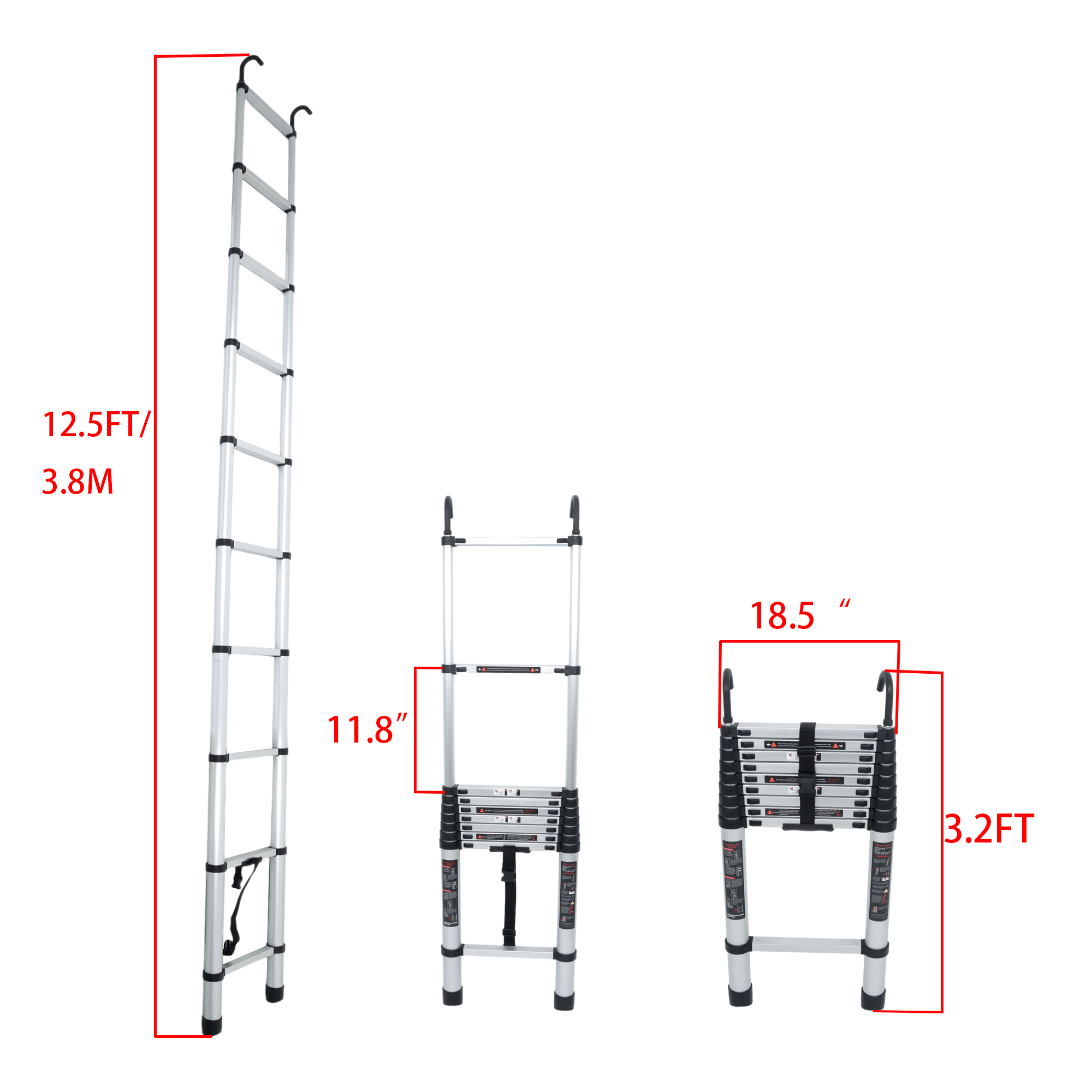 Zilveren 12,5 FT Telescopische - Fire Escape Ladder recensie en prijs